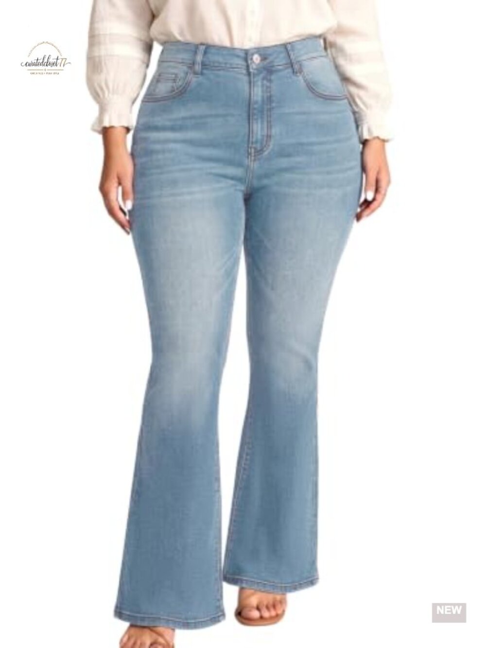 Women's Plus Size Flare Jeans High Waist Stretchy Denim Bell Bottoms